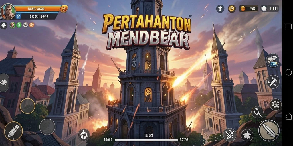 Tampilan menawan dari gameplay DMD686 dengan berbagai menara dan musuh.