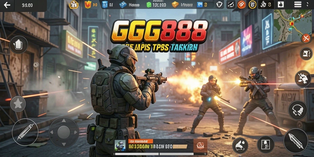 Tangkapan layar utama GGG888 menampilkan aksi permainan TPS yang seru.