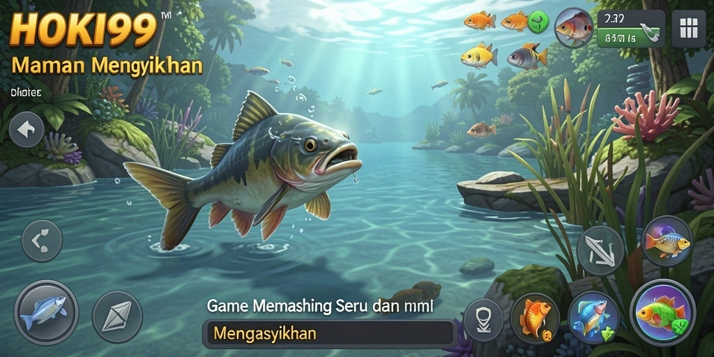 Screenshot gameplay HOKI99 menunjukkan aksi memancing yang mendebarkan.