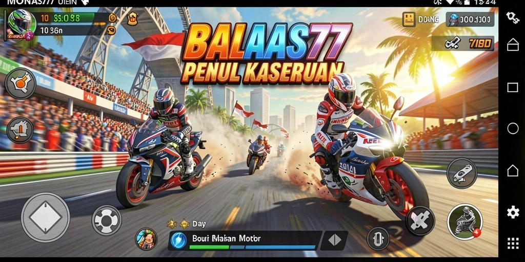 Tampilan gameplay seru balapan motor di MONAS77.