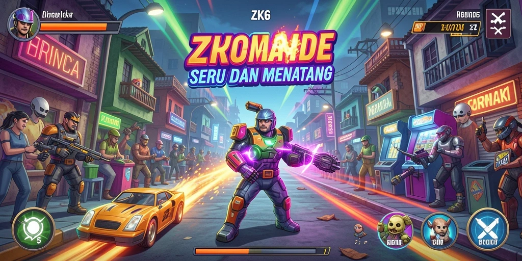 Tangkapan layar menunjukkan aksi seru di gameplay Arcade ZK6.